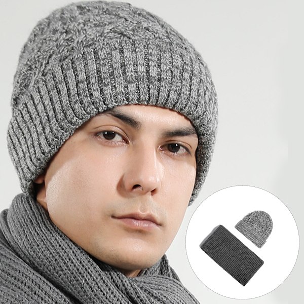 Strikkede hue og halstørklæde sæt vinter varm tyk hæklet Bobble hue hat
