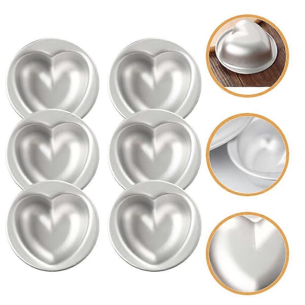Hjerteformet kakeform med slippbelegg for baking, 24 stk. sett i sølvfarget aluminiumslegering
