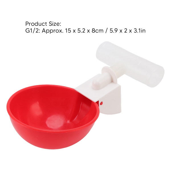 10 Set Kyckling Drickkopp Automatisk Vatten Drickare Stor Röd Plastskål för Anka Fågel Höna G1/2
