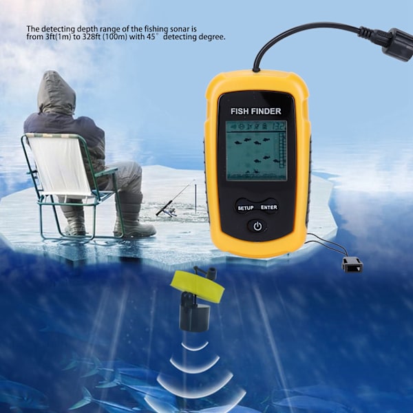 Bærbar Sonar Fiskefinner Håndholdt Dybdefinner Alarm Sensor Detektor Fiskeutstyr