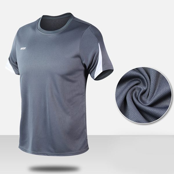 Kortärmad herr träningsdräkt casual lös passform herr träning jogging shorts och skjorta set för utomhuscykling grå M
