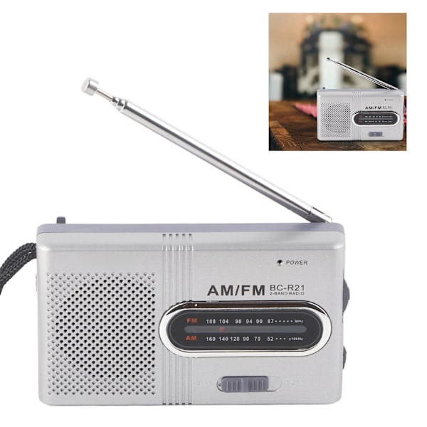Universaali kannettava AM/FM-miniradio stereokaiuttimet Vastaanotin Musiikkisoitin