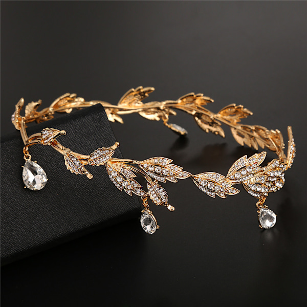 Blad Bryllup Tiara Krone, Rhinestone Krystall Brud Tiara