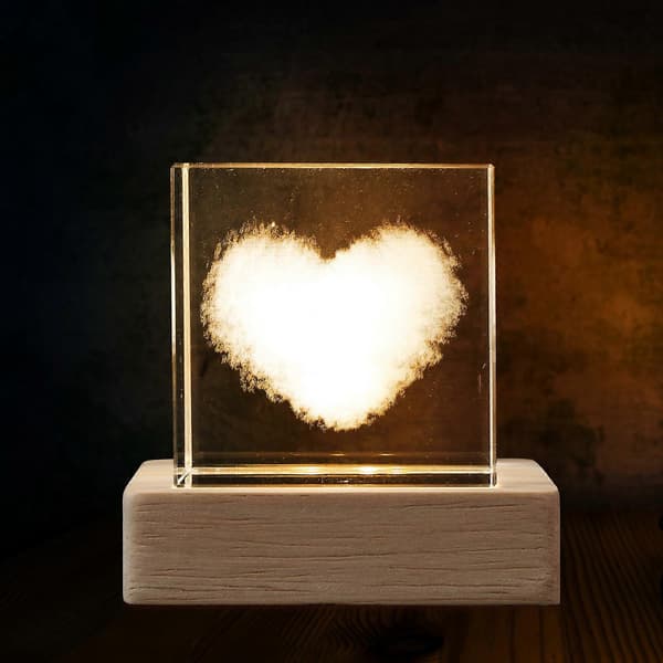 Heart Light Krystallterning-lampe til dekorasjon, 3 stk. romantisk nattlys med base