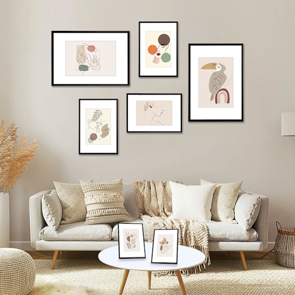 Elegant Tavelram Set, Elegant Svart Aluminium Fotoram med Minimalistisk Stil, Väggmonterbar för Vertikal Eller Horisontell Visning, Skyddar Och