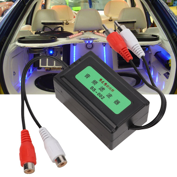 Radiostøyfilter Jordløkkeisolator RCA-kontakter 3,5 mm/0,1 tommer Bilstereo Stemmefrekvensfilter for bil