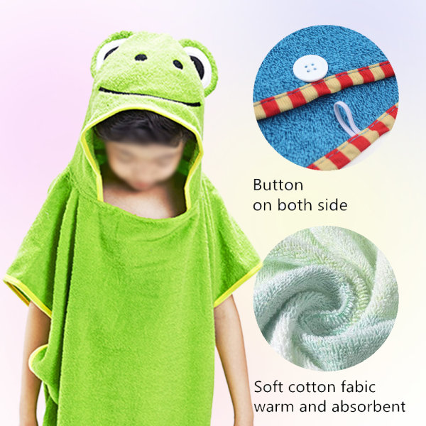 Barn Premium huva handduk badhandduk för barn och todd green M