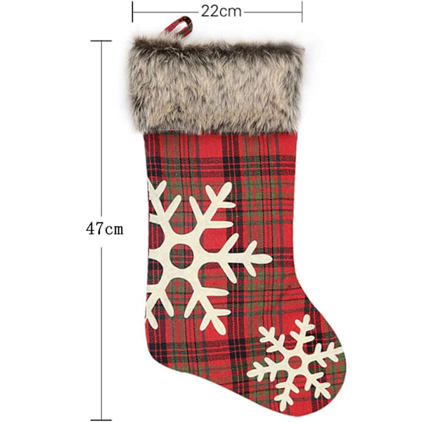 Röd Julstrumpa i Rutigt, Klassisk Design med Lyxiga Mjuka Muddar för en Varm och Inbjudande Atmosfär, Polyester 46 cm Lång Hängande Dekoration