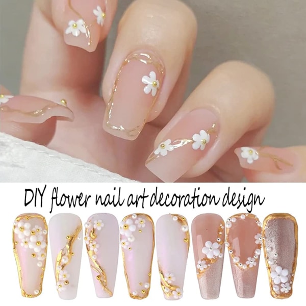 Flower Nail Charms Nail Art Decals Boxes Pearl Glitter Nail