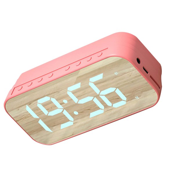 Bluetooth-högtalarväckarklocka Digital klocka med Bluetooth-högtalare Spegel Digital display Väckarklocka för sovrumskontor Rosa