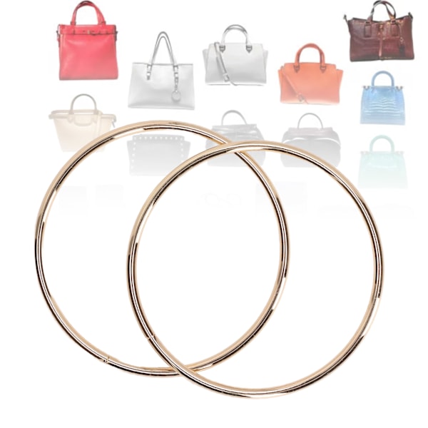 2PCS Handtag Väskor Tillbehör Fint Hantverk Rund Form Hög Hårdhet Väska HandtagLjus Guld