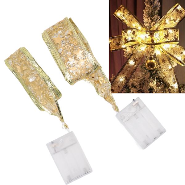 2 stk julebåndslys, fe-lys, julelys til dekorasjoner, gyllent varmt lys, 5 cm 3,8 cm