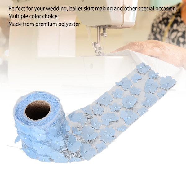 Blommor Tulle Rullar 8cm 10yd Utsökt Ljus Vacker DIY Flexibel Bred Applikation Tulle Rulle Spole TygLjusblå