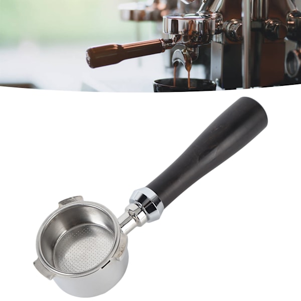 Kaffe Portafilter Bundløs Rustfrit Træhåndtag Rustfrit Stål Kurv Kaffe Filter til Kaffemaskine Type B