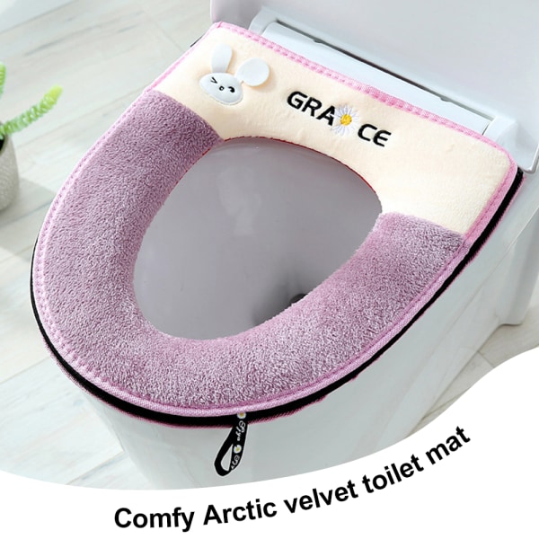 Mjuk plysch dragkedja Wc-matta Universal mjuk cover med H style4