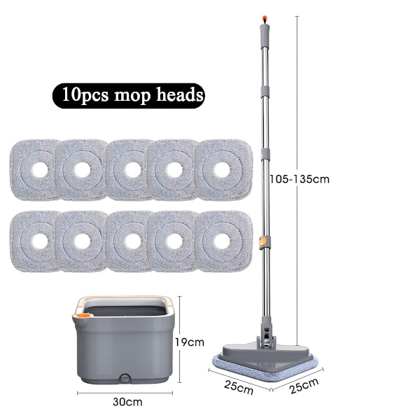 Mop for Late Hjemme - Håndfri Mopping Artifact - Rengjøring og Skitt Separasjon - Automatisk Roterende Mop - Flat Mop - Rengjøringsmop
