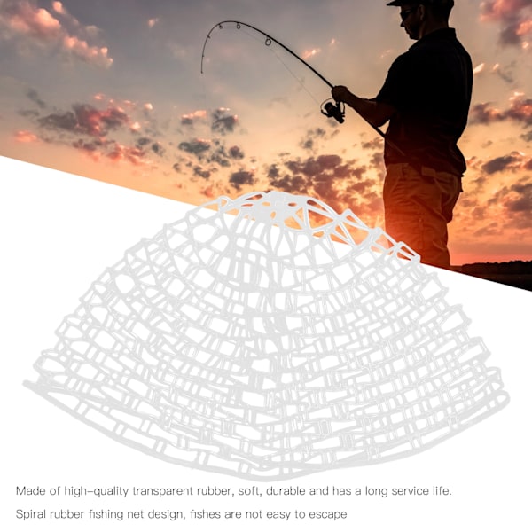 Fluefiske Landing Net Mykt Gummimesh Ørret Bass Fiske Fang og Slipp Net 50#