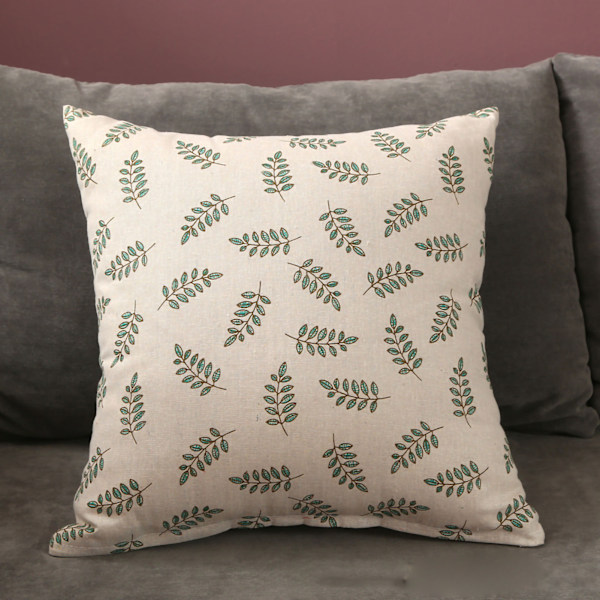 Hjem putetrekk sofa putetilbehør lin nordisk stil daglig bruk hjem tekstiler små grønne blader 45x45