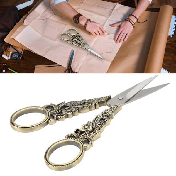 Embroidery Scissors Ergonomic Design Comfortable Handle Incisive Edges Retro Style Stainless Steel Bronze Sewing Scissor