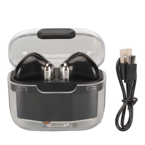 Sprog Oversætter Earbuds Bluetooth 5.3 Understøtter 144 Sprog Trådløs Oversætter Earphone med Transparent Etui Sort