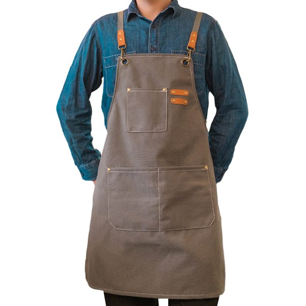 Förkläde Stor ficka axelrem förkläde Kök matlagning bakning Dark grey