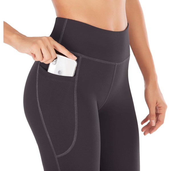 Yogabukser til kvinder med lommer Højtaljede træningsbukser