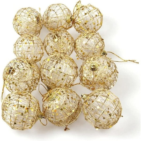 Eleganta paljettprydnader, handgjorda av skum-PVC, perfekta för julgransdekorationer, glitterdesign, blank guldhänganordning säkerställer stabilitet,