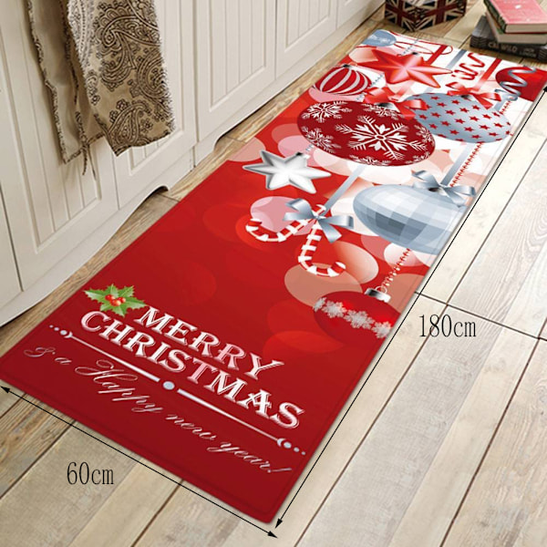 Festlig Jul Löpare, Halkfri Tvättbar Korallfleece Matta för Inomhus Utomhus Dekoration, Jul-tema Design Starkt Grepp,