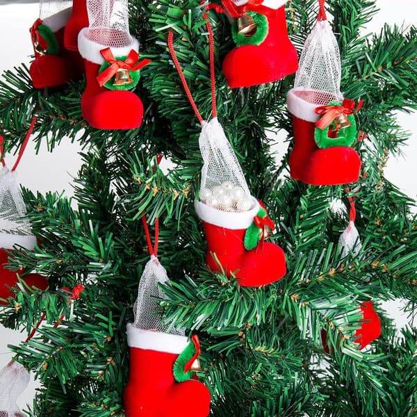 Festlige Mini Julestrømper til Jul, Perfekte til Vinterindretning og Gave Julestrømpe Hjemme (10 STK)