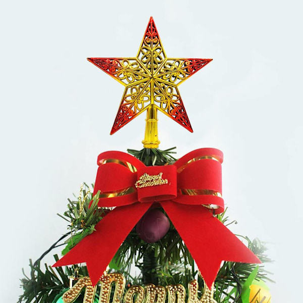 Julstjärna Juldekoration, Chic Design Urholkad Julstjärna Ornament Gyllene Färg, Julgransstjärna för Hemhelg