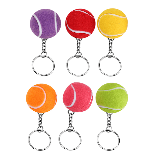 6 st Tennisboll Nyckelring Nyckelring Hänge Dekoration Present Flera Färger för Väskor Nyckel 4cm