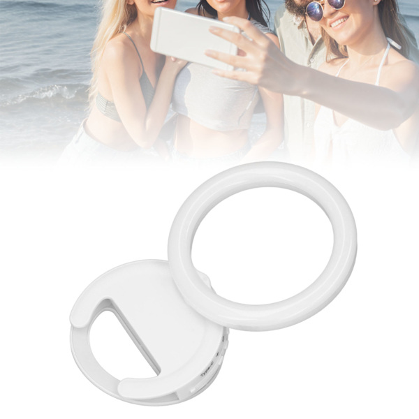 Klips på ringlys for telefon 180 graders rotasjon 3 farger LED selfie ringlys for telefon nettbrett bærbare datamaskiner hvit