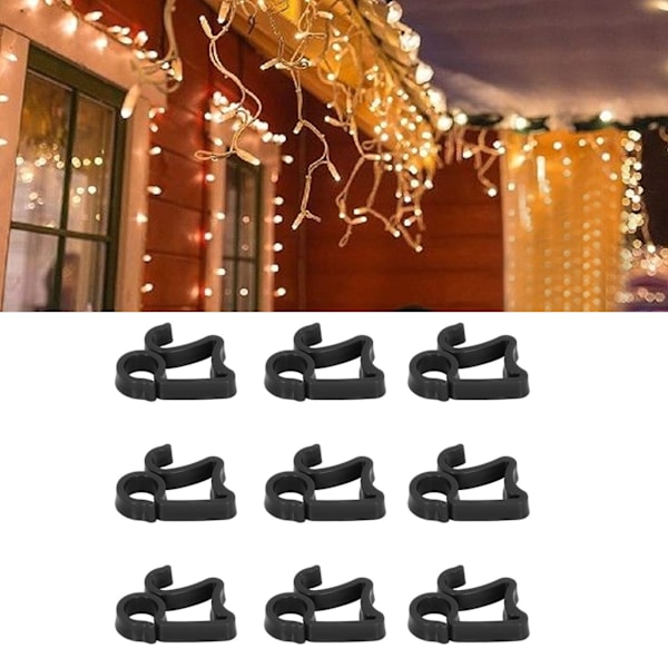 150pcs Holiday Light Clips Christmas Light Clips Waterproof Frostproof Plastic Gutter Hooks Outdoor Lights Clip for Halloween Black