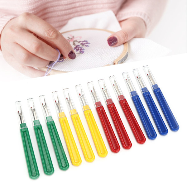 12Pcs Seam Ripper Colorful Durable Ergonomic Stainless Handy Handles Thread Remover for Sewing Embroidery Quilting