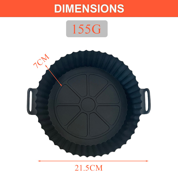 Luftfrityr-tilbehør i silikon, silikonbeholder til luftfrityr, multifunksjonell fôrpanne black