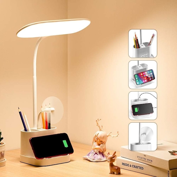 Desk lamp with touch switch and pen holder, rechargeable