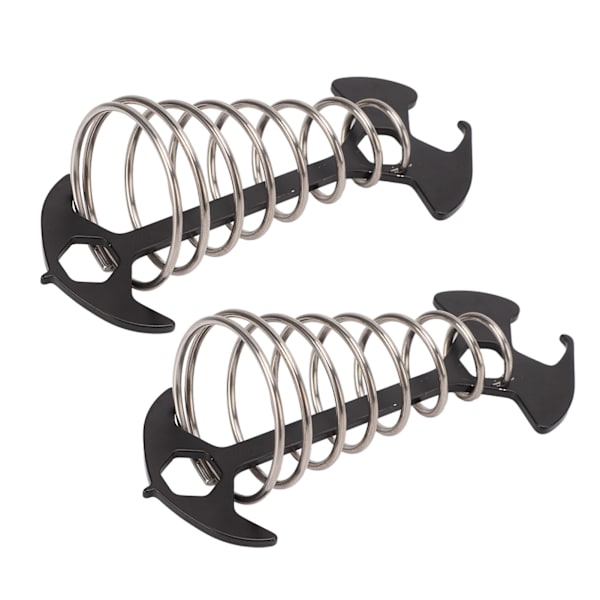 2 st Anti Trip Deck Tie Down Anchor Pegs Fiskbensformad Vindrep Spännare Spännare med Fjäder för Camping VandringSvart