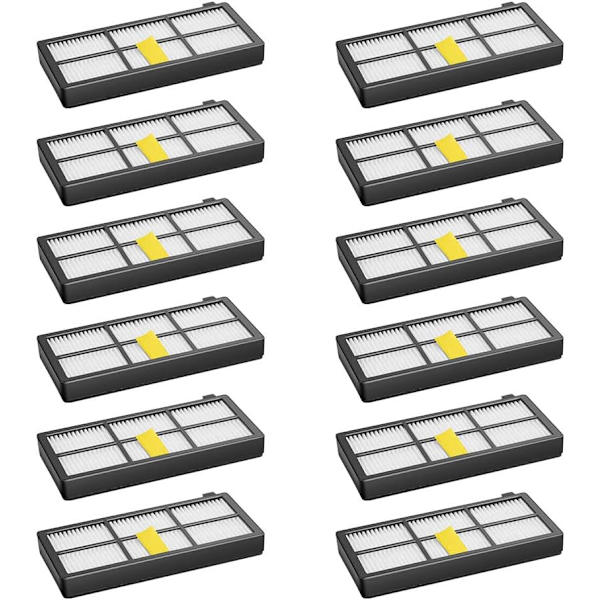 Paket med 12 filter för Irobot Roomba Robotdammsugare 800 850 851 860 865 866 870 871 876 880 885 886 890 891 896 900 960 966 980 Byte