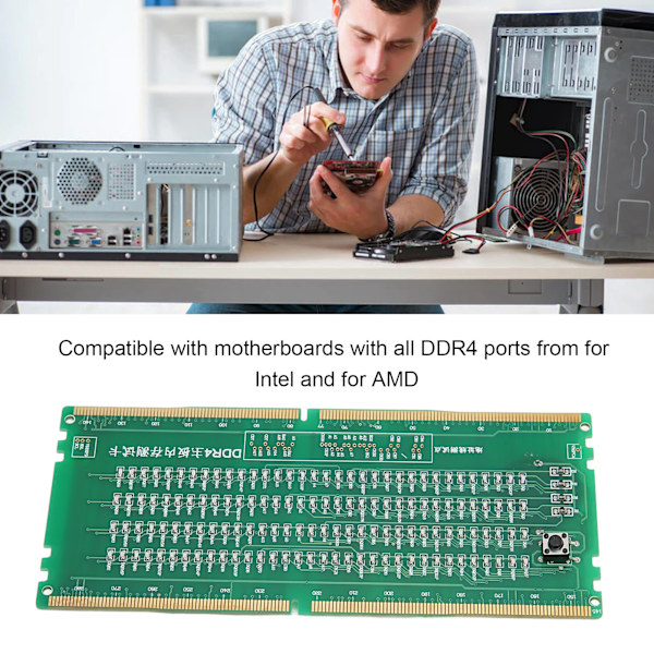 Datorminnestestare PCB-material Framåt och bakåt tillgänglig Dator DDR4 Minnestestare med LED för PC