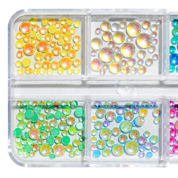 3D Candy Color Glaspärlor Nail Art Accessoarer Mermaid Crystal