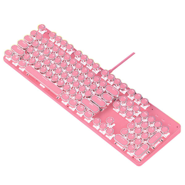 Ekte mekanisk tastatur Søt jentehjerte Rosa 104 nøkler Led