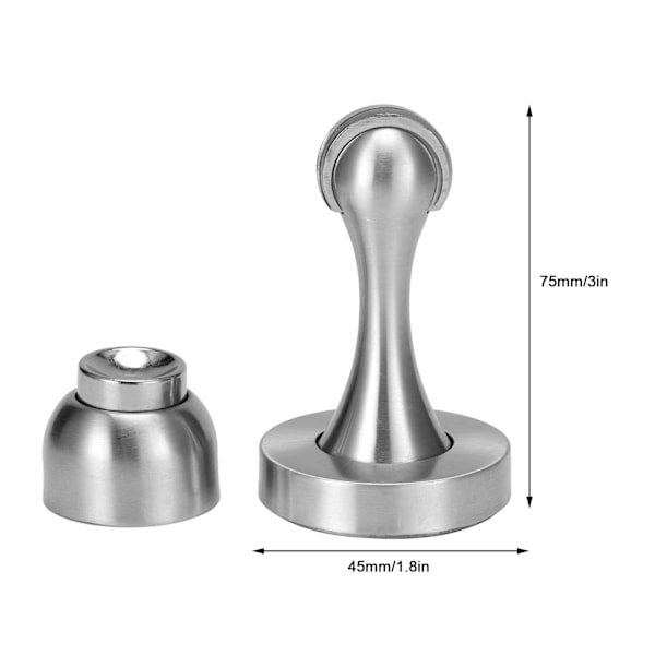 2 sett rustfritt stål kraftig magnetisk dørstopper gulvvegg sugedørstopper maskinvare