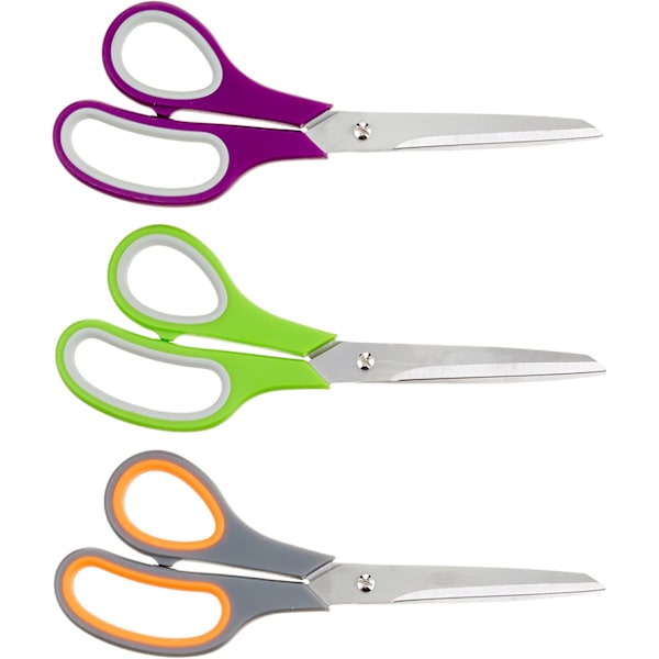 Multifunktionella Saxar Bulk 3-pack, Ultrascharpa Blad Saxar, Komfortgrepp Handtag, Robusta Skarpa Saxar för Kontor Hem Skola Sy Tyg Hantverk