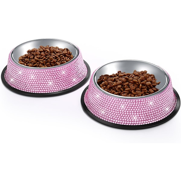 Rustfritt stål hundematbolle for små/mellomstore hunder med gummibase