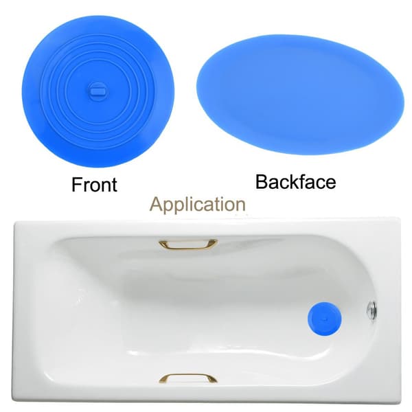 Diskhoppropp 2-pack, 15 cm silikonavloppsskydd, hårpropp universal passform för badkar, badrum och tvättstuga, vit&blå - förseglad