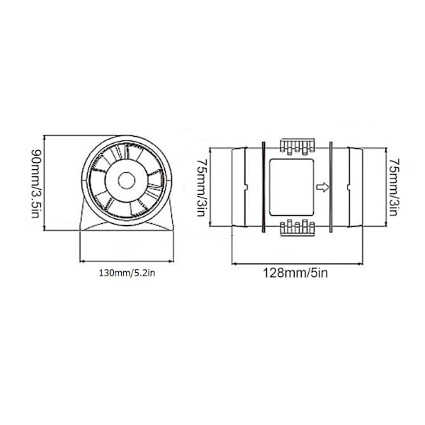 3 tommers 12V stille inline vifte inline marine lensepumpe luft vifte for yachter båter luftsirkulasjon
