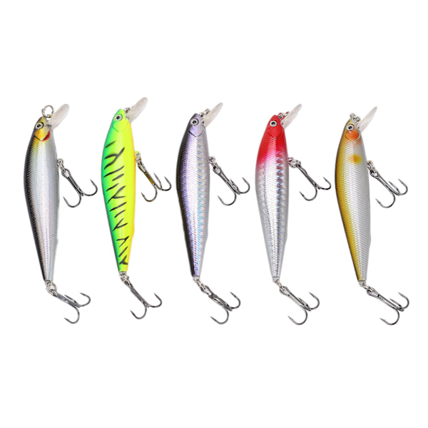 5 stk Minnow fiske lokke flytende kunstig hard agn lang kast agn med stålkule
