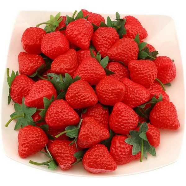 30 STK Kunstige røde jordbær Falske plastjordbær