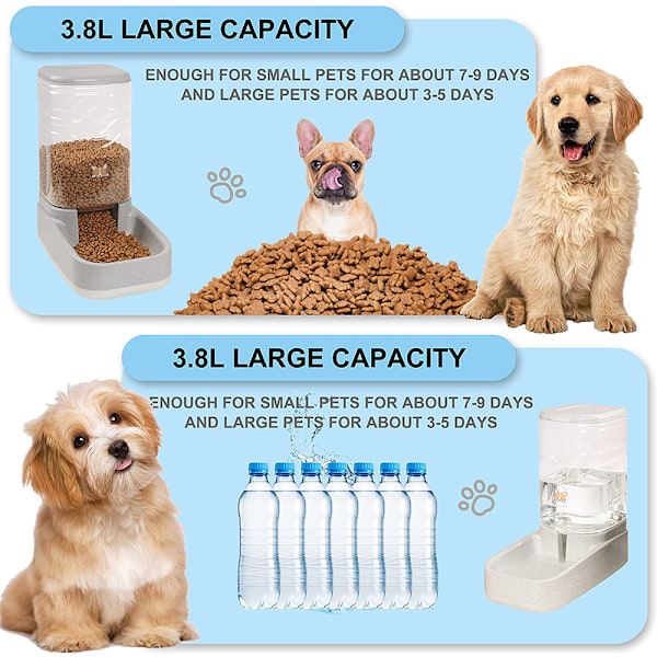 Pets Katte Hunde Automatisk Vanddispenser og Foderautomat 3.8L