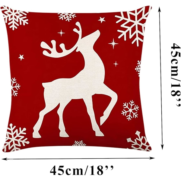 Jul kuddfodral set om 4, 45 x 45 cm med julmönster